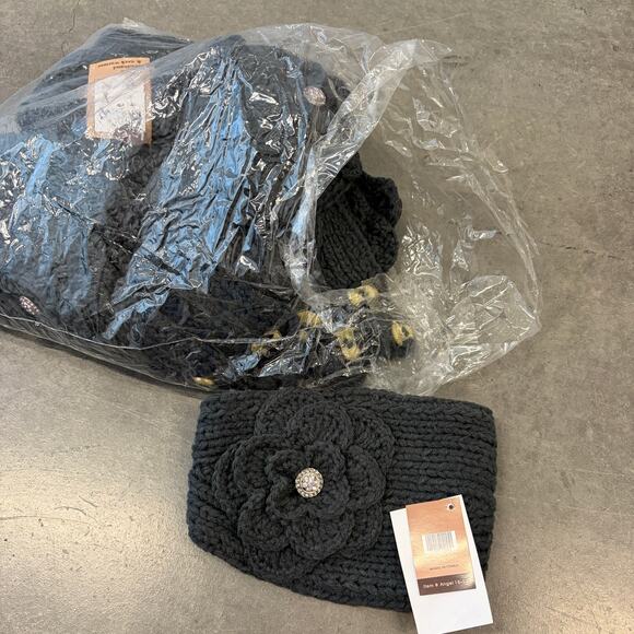 C Wonder Grey Crochet Knit Floral Rhinestone Headband Neck Warmer Lot Of 11 NWT